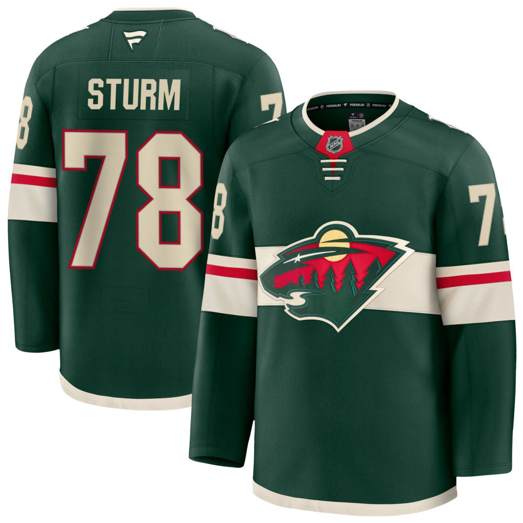 Nico Sturm Minnesota Wild 2025 Home Premium Jersey - Green 1 Nico Sturm Minnesota Wild 2025 Home Premium Jersey - Green