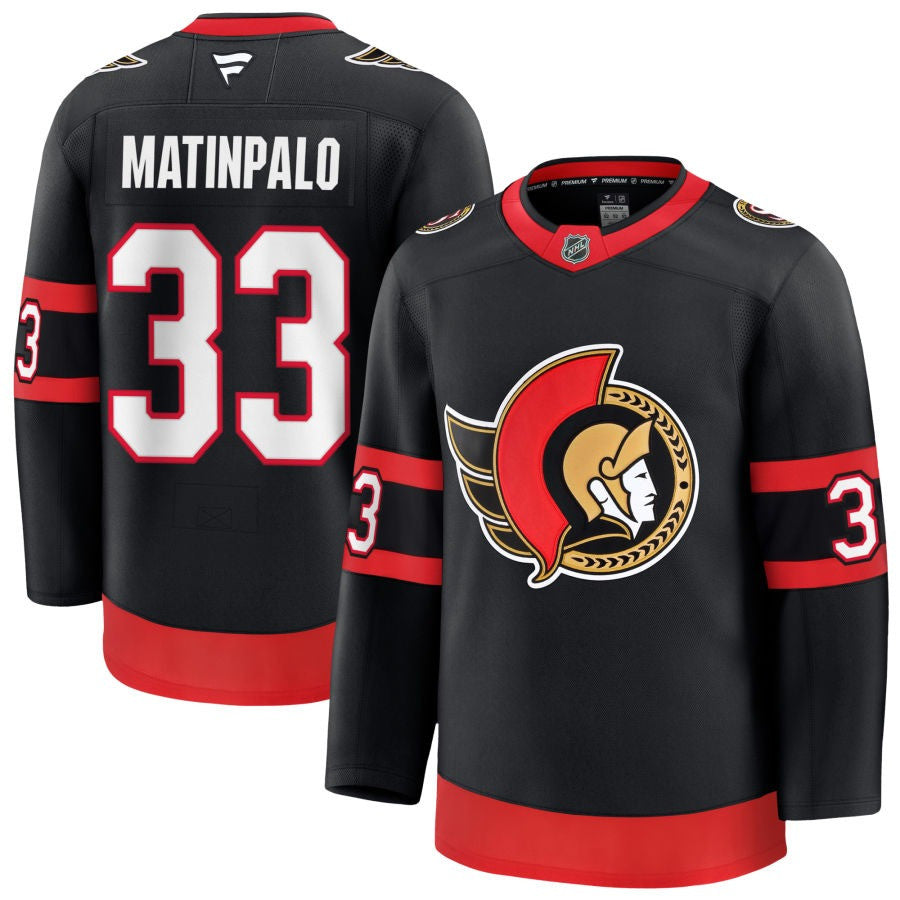 Nicolas Matinpalo Ottawa Senators 2025 Premium Home Jersey - Black 1 Nicolas Matinpalo Ottawa Senators 2025 Premium Home Jersey - Black