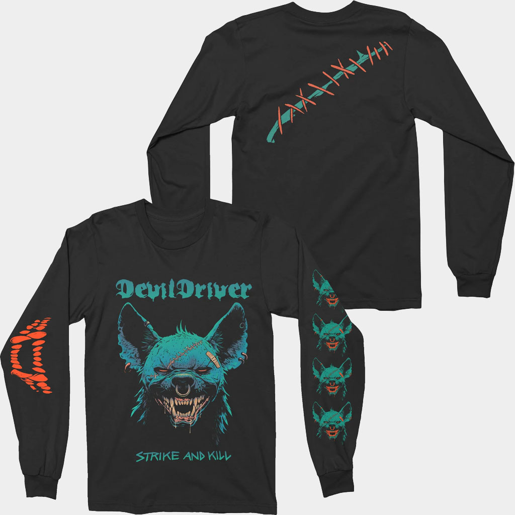 Night Shift Merch 2026 DevilDriver Strike And Kill Hyena Long Sleeve Shirt Gifts For Friends