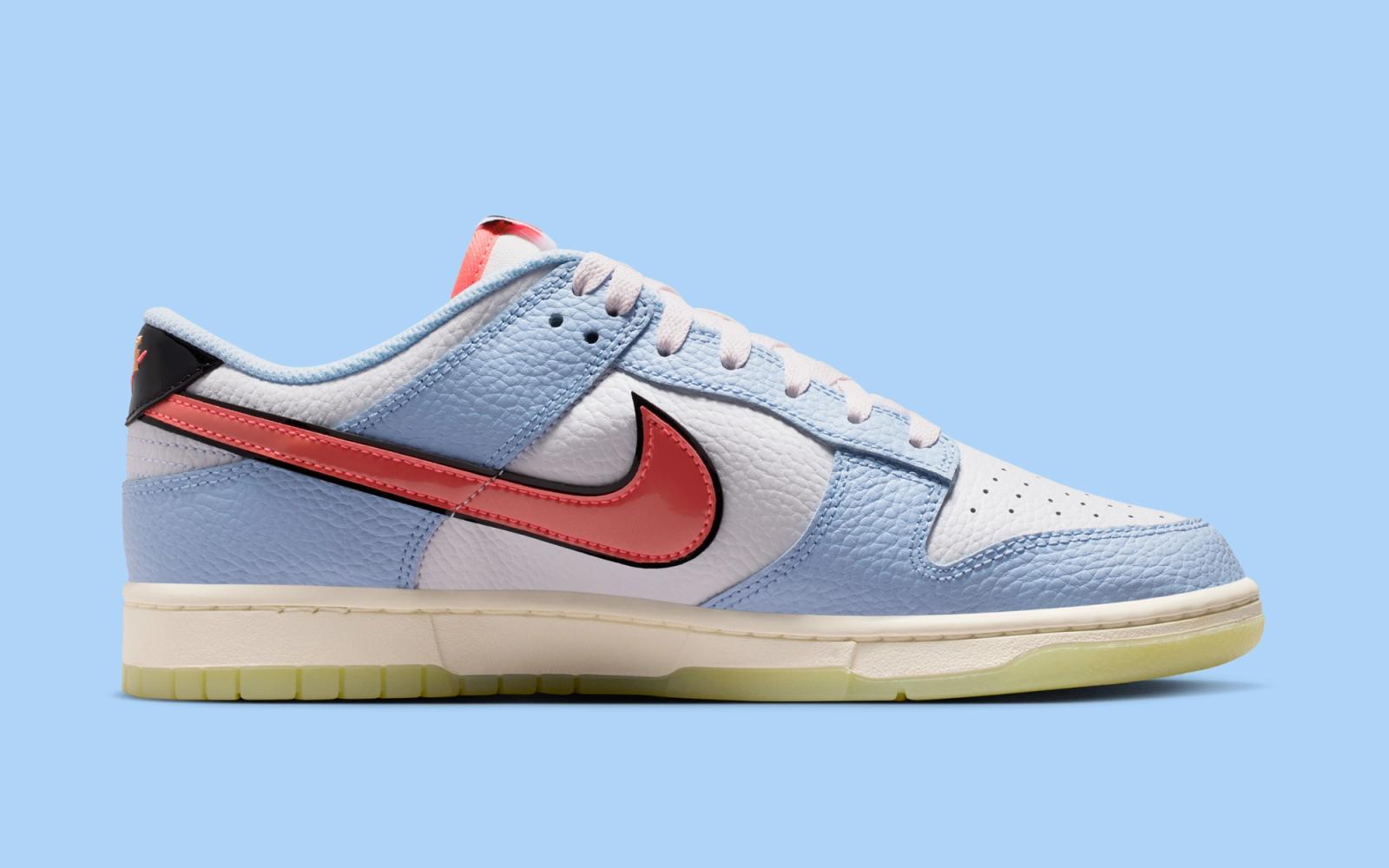 Nike Dunk Low Smiley Swoosh White Hydrogen Blue Crimson IR0609-100 - Image 3