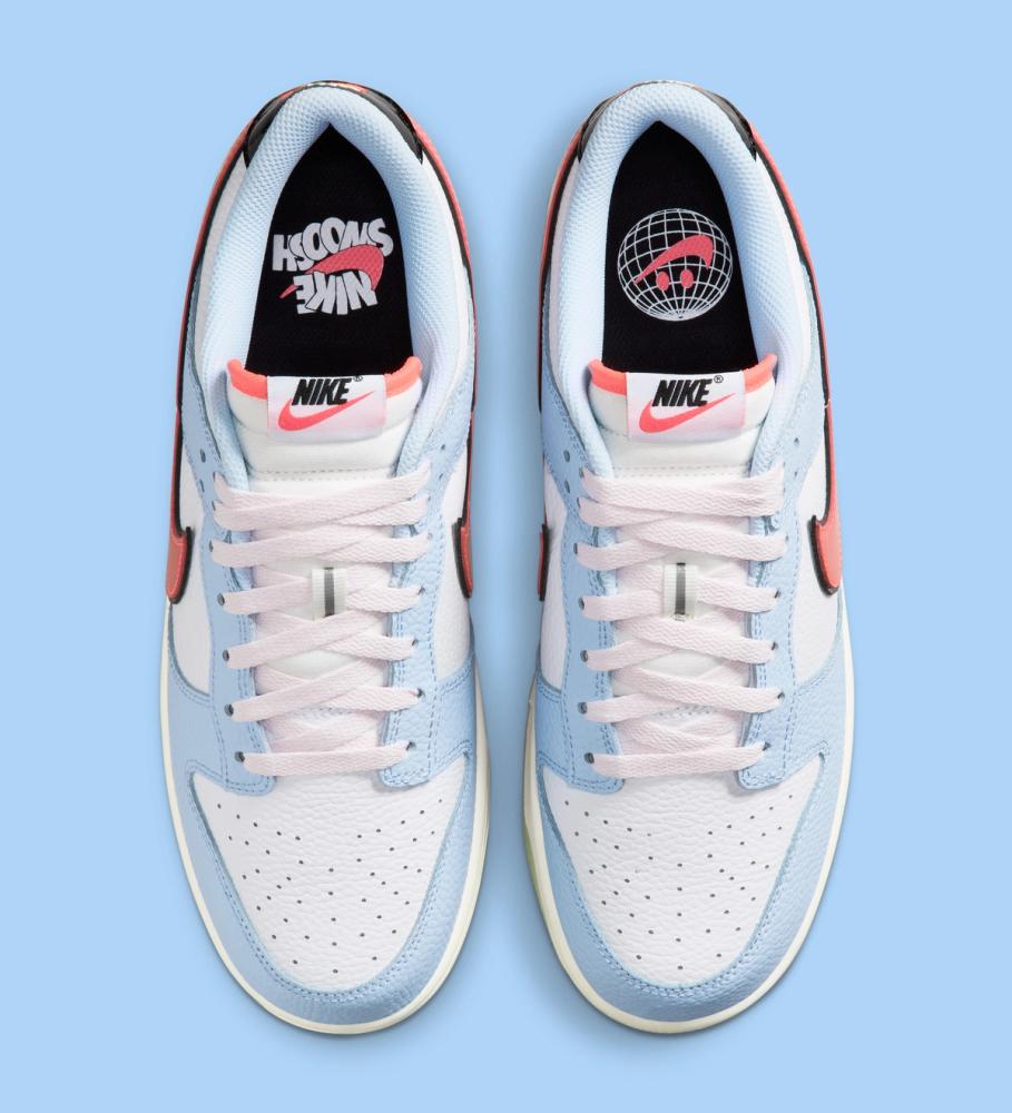 Nike Dunk Low Smiley Swoosh White Hydrogen Blue Crimson IR0609-100 - Image 4