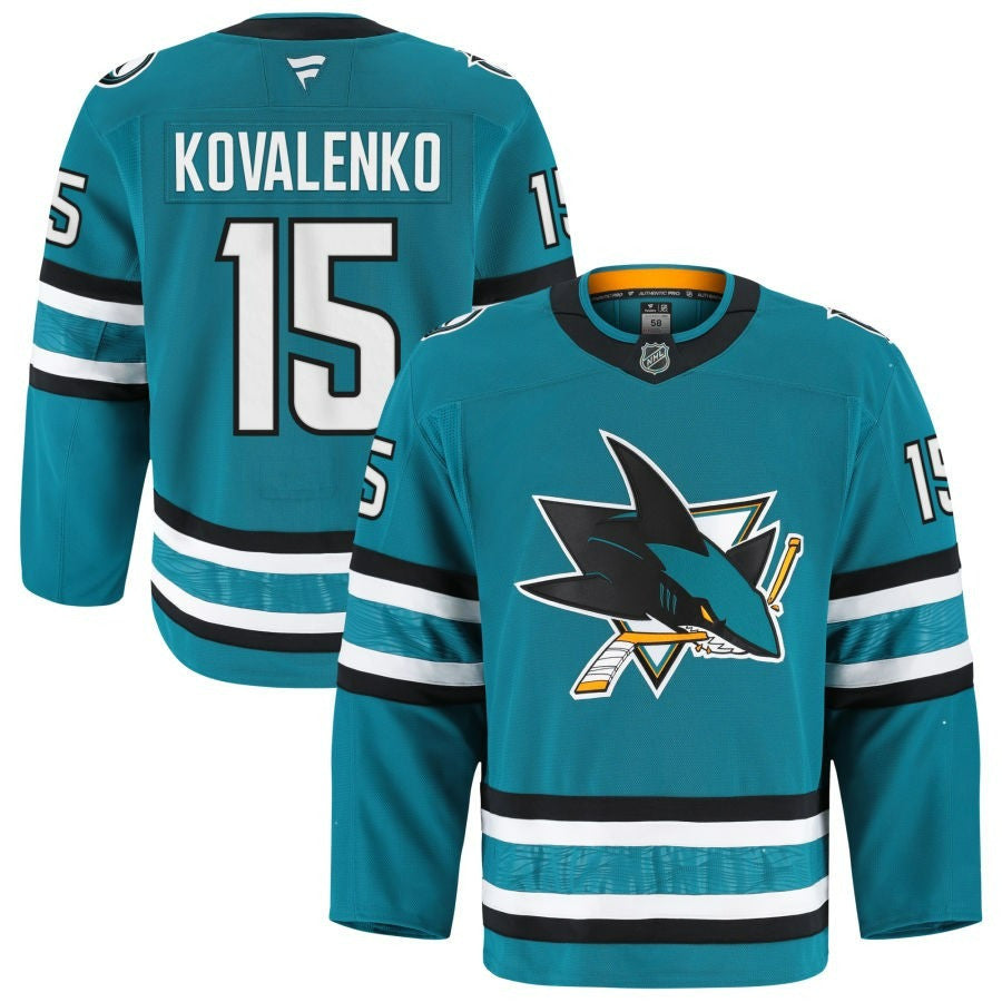 Nikolai Kovalenko San Jose Sharks 2025 Home Pro Teal Jersey 1 Nikolai Kovalenko San Jose Sharks 2025 Home Pro Teal Jersey