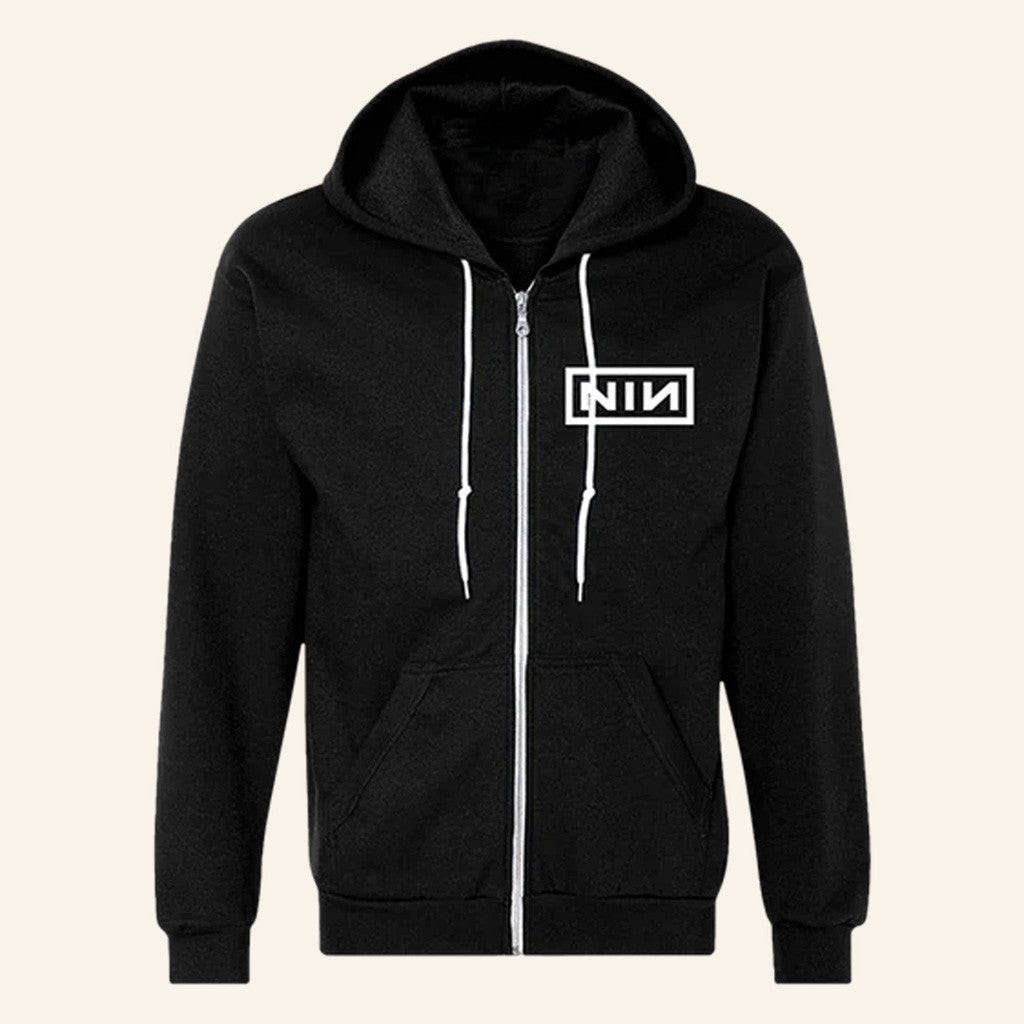 NIN Peel It Back Tour Merch Logo Zip Up Hoodie Nine Inch Nails Merch Gifts For Him