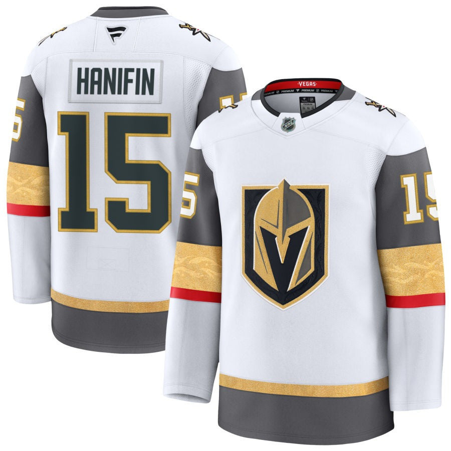 Noah Hanifin Vegas Golden Knights 2025 Away Premium White Jersey 1 Noah Hanifin Vegas Golden Knights 2025 Away Premium White Jersey
