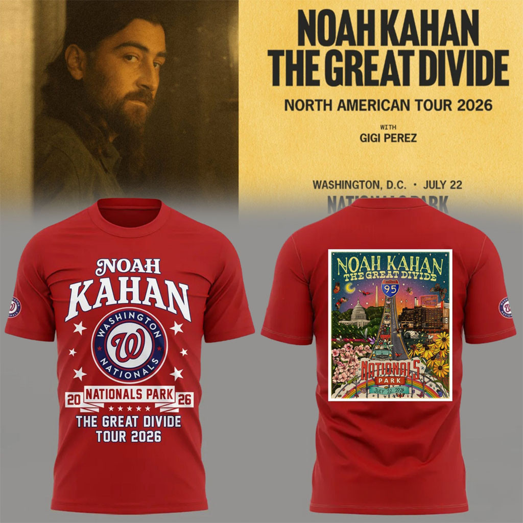 Noah Kahan Great Divide Tour 2026 At Washington Nationals Red T-Shirt Noah Kahan Merch Fan Gift