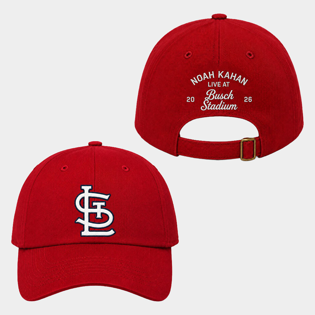 Noah Kahan Merch 2026 NK Cardinals Busch Stadium Hat Embroidered Great Divide Tour Merch Red