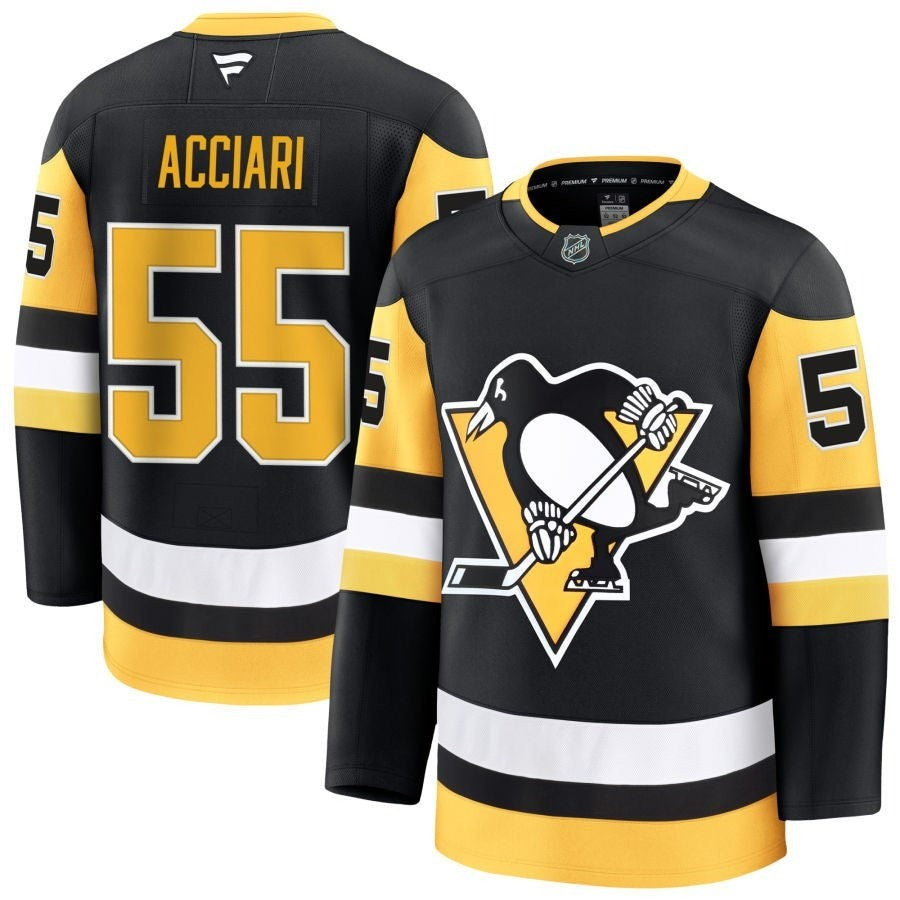Noel Acciari Pittsburgh Penguins 2025 Home Premium Black Jersey 1 Noel Acciari Pittsburgh Penguins 2025 Home Premium Black Jersey