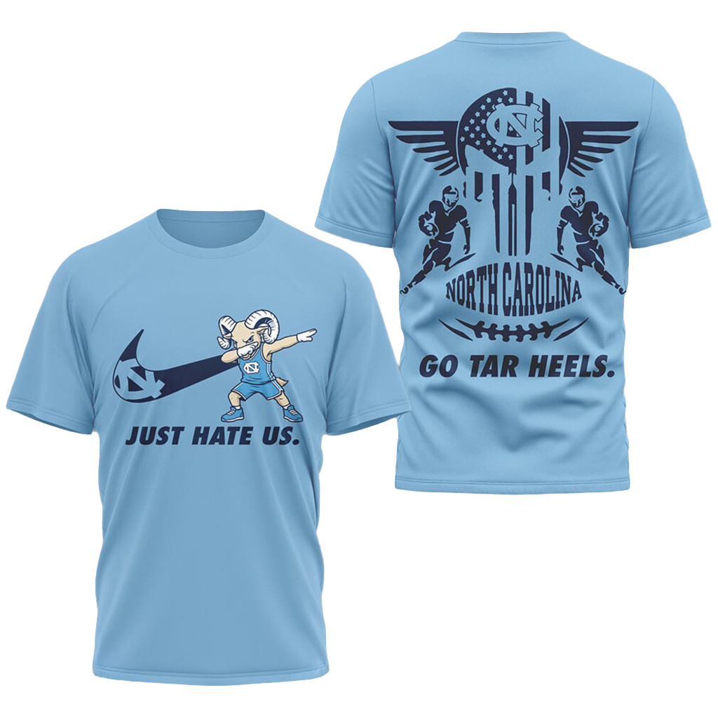 North Carolina Tar Heels Just Hate Us Dabbing Mascot T-Shirt Tar Heels Merch Football Fan Gifts