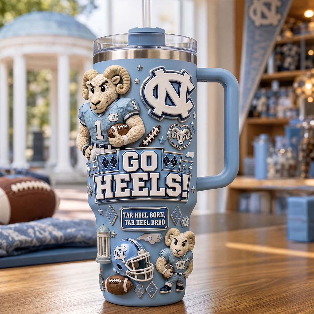 North Carolina Tar Heels Merch 2026 Go Heels Tar Heel Born Tar Heel Bred Tumbler Football Gifts