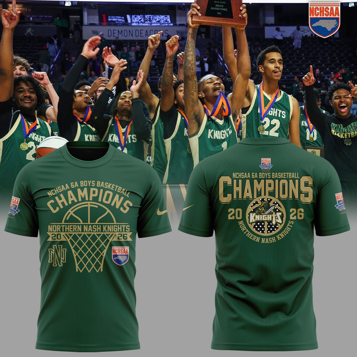 Northern Nash Knights 6A Boys Basketball Champions 2026 NCHSAA Shirt Basketball Fan Gift Ideas