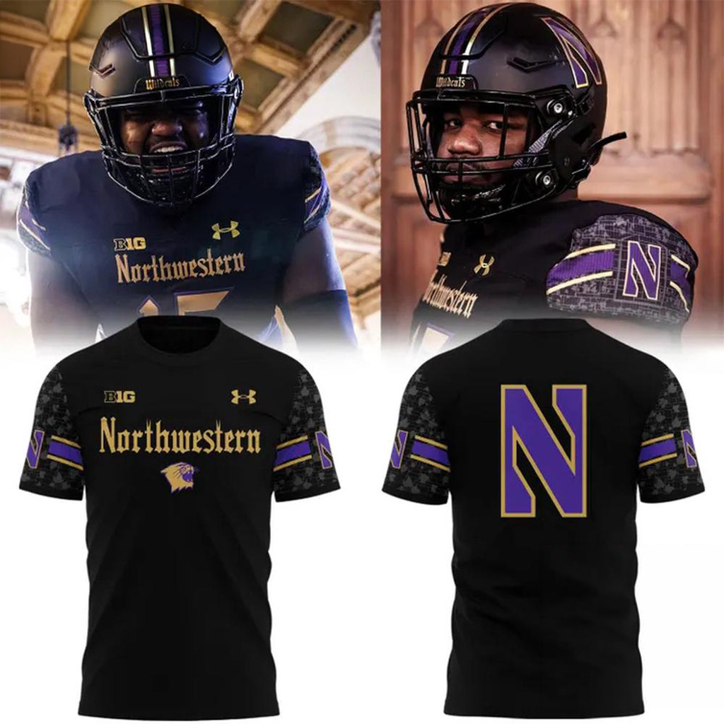 Northwestern Wildcats Football Grand And Gothic T-Shirt 2026 Northwestern Wildcats Merch Men's