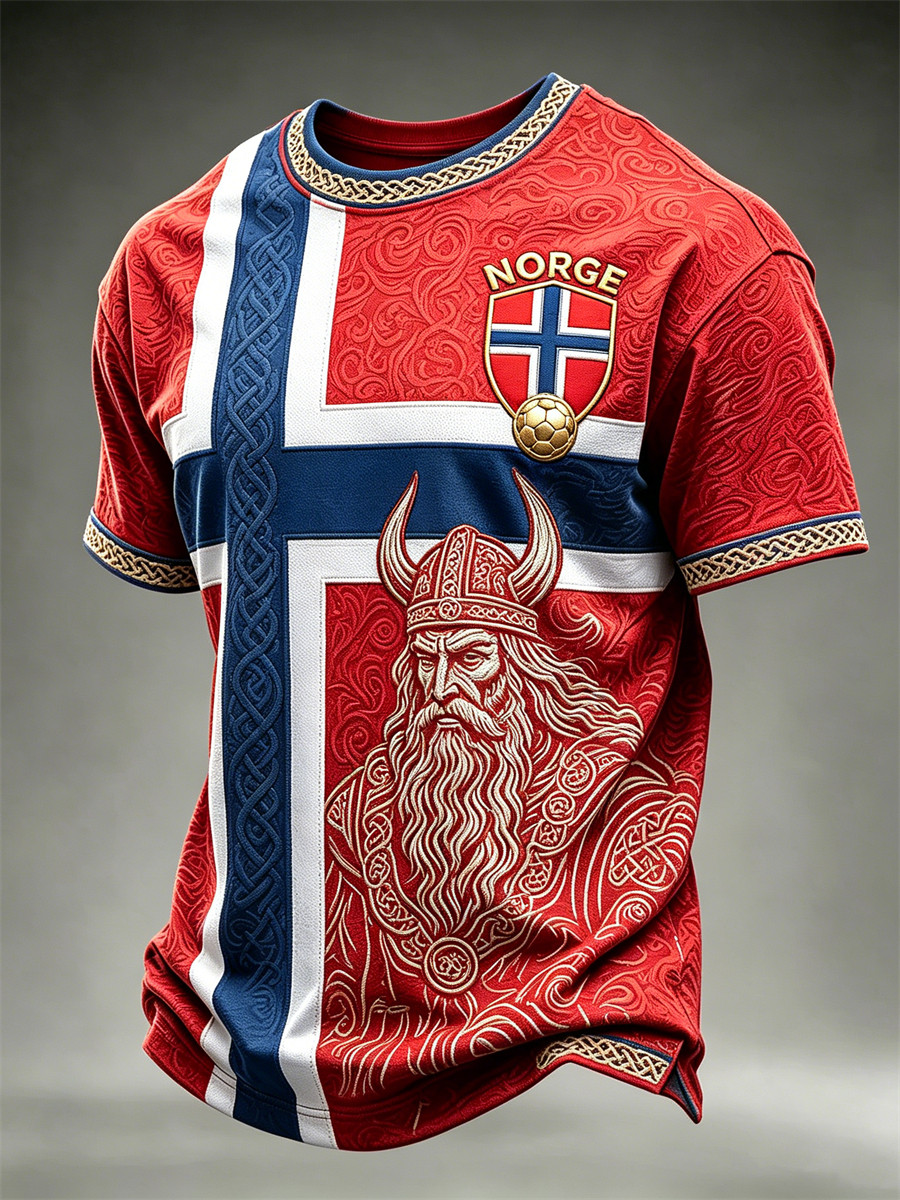 Norway FIFA World Cup 2026 Merch Viking Warrior Norge Flag T-Shirt Gift For Football Lovers