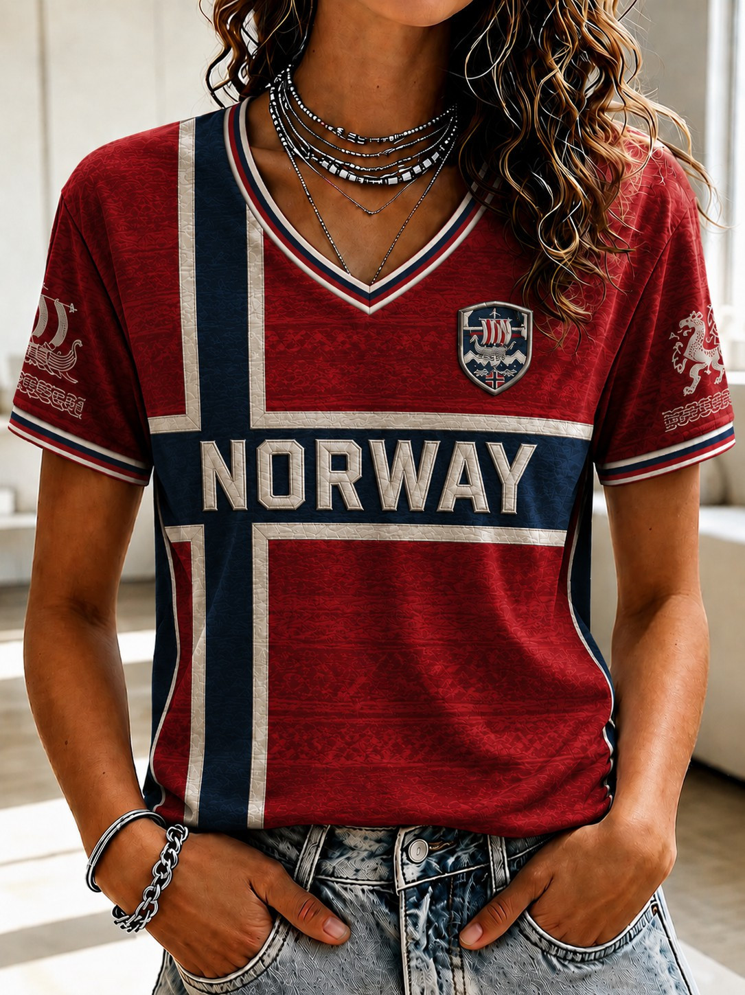Norway FIFA World Cup 2026 V-Neck Shirt Women's Game Day Apparel Gift For Norway Team Fans