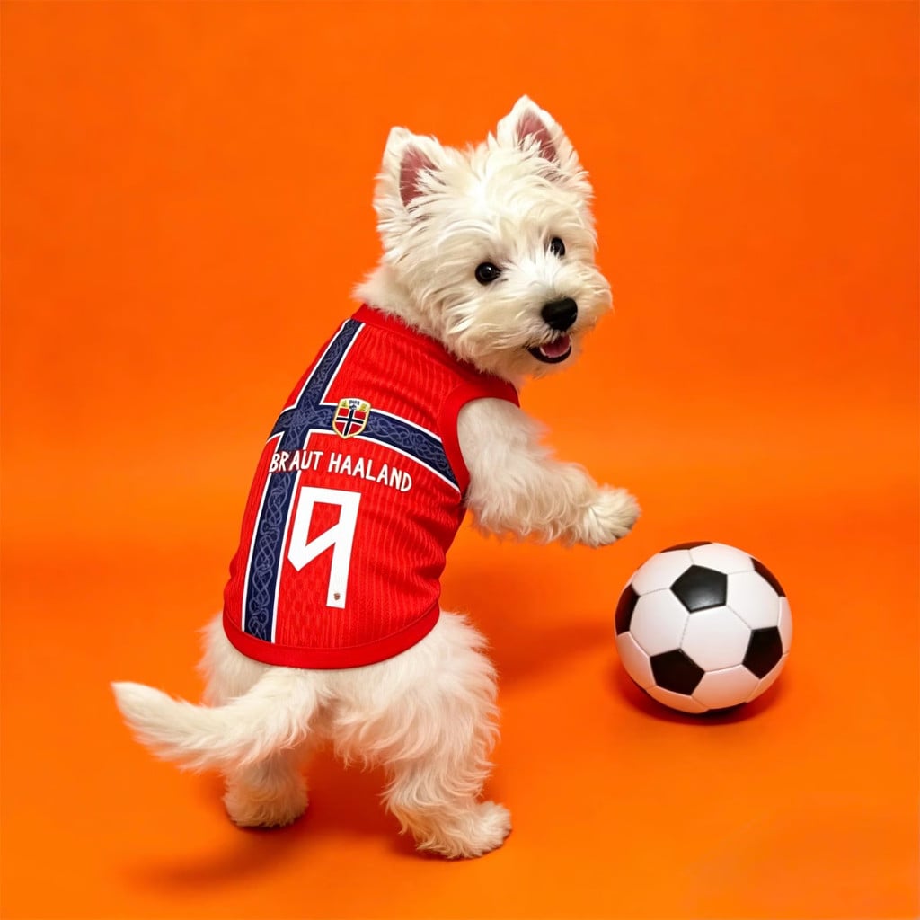 Norway World Cup 2026 Merch #9 Erling Haaland Norway Dog Soccer Jersey Game Day Puppy Outfits