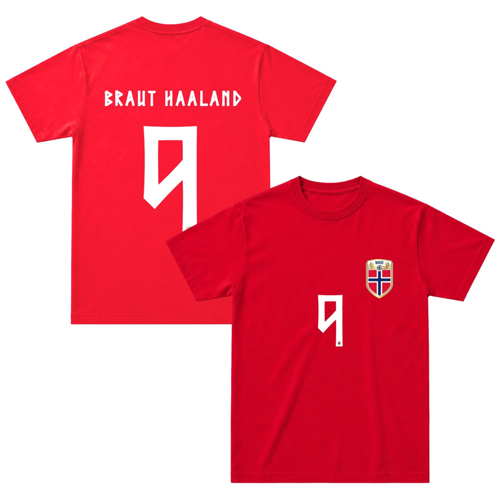 Norway World Cup 2026 Merch #9 Erling Haaland Norway Home T-Shirt Iconic Fan Apparel Red