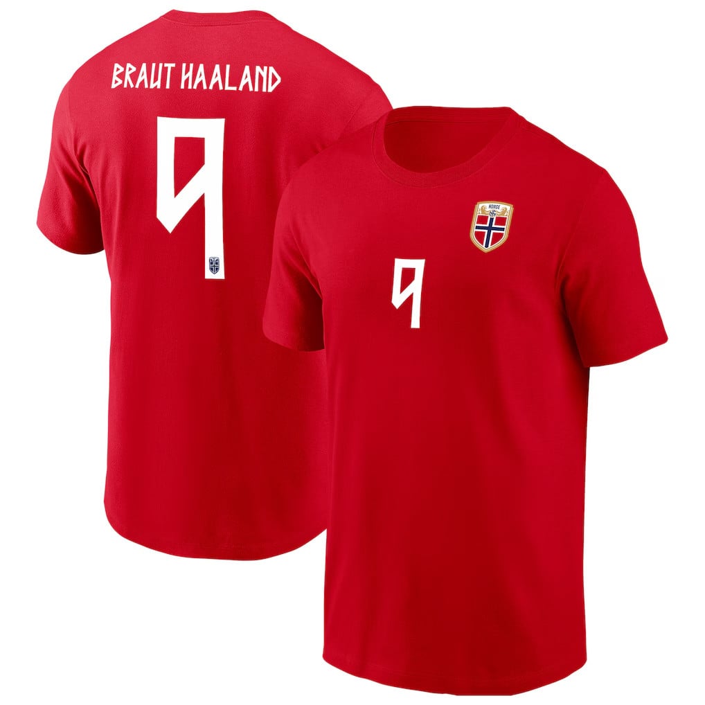 Norway World Cup 2026 Merch Erling Haaland #9 Norway National Team T-Shirt Red Gift For Fans