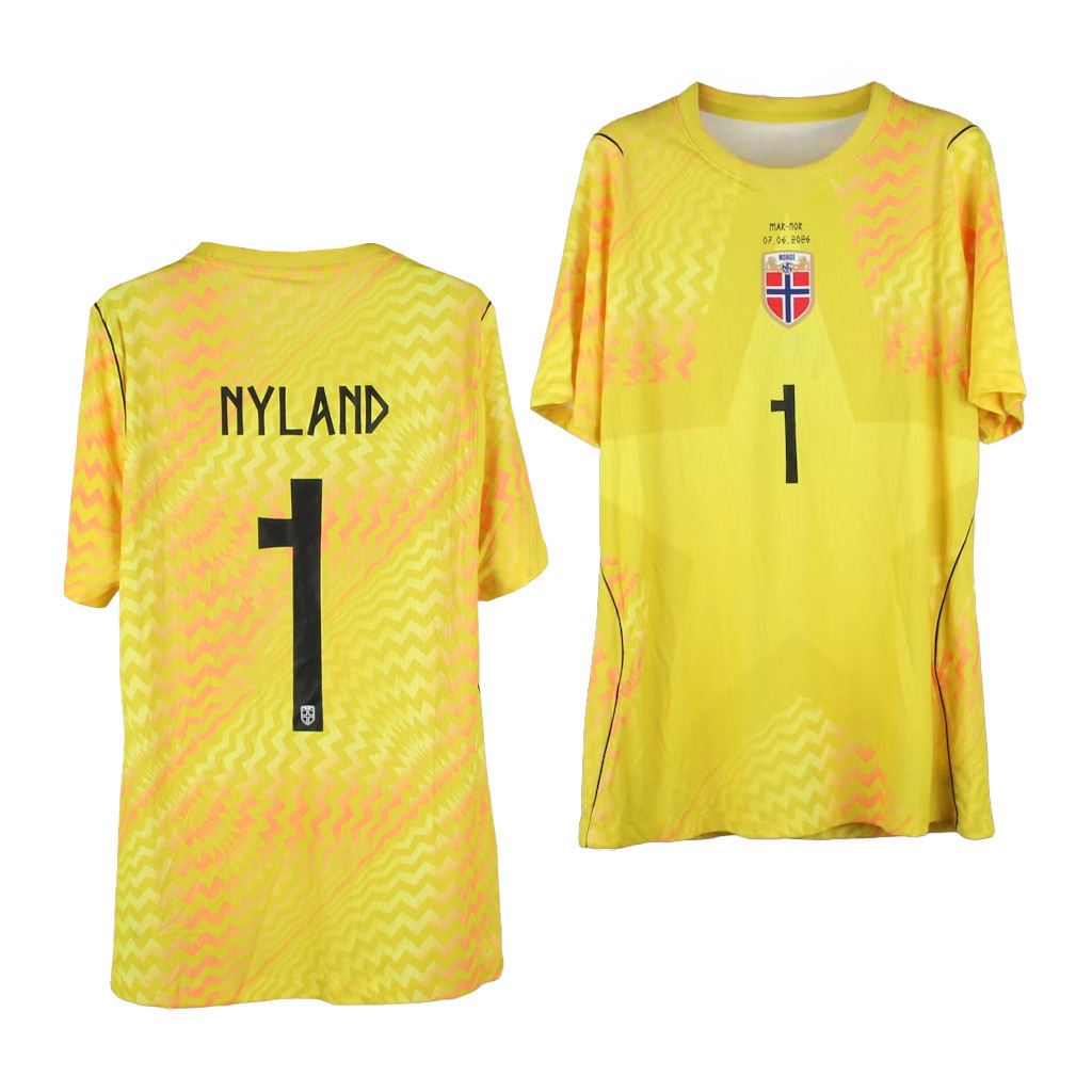 Norway World Cup 2026 Merch National Team Norway Orjan Nyland #1 2026 Goalkeeper Stadium Jersey