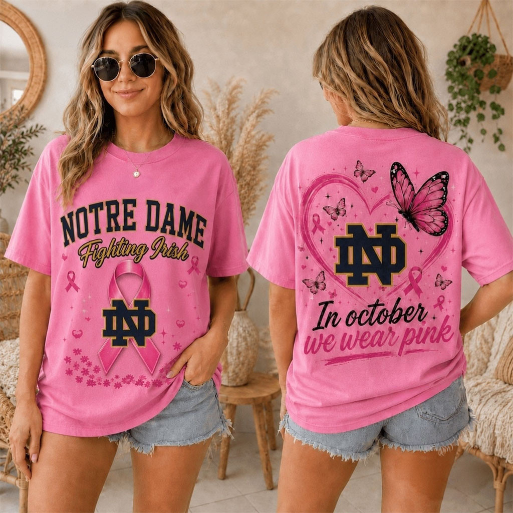 Notre Dame Fighting Irish 2026 Pink October Breast Cancer Awareness Pride T-Shirt Gift For Fans