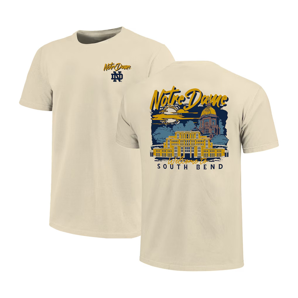 Notre Dame Merch 2026 Notre Dame Fighting Irish Image One Hand-Drawn Campus Stack T-Shirt