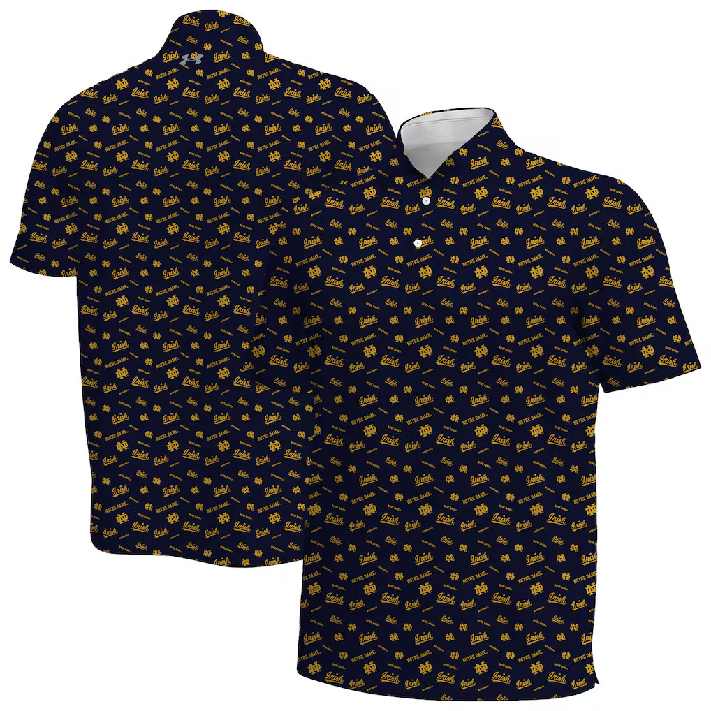 Notre Dame Merch 2026 Under Armour Notre Dame Fighting Irish Gameday Polo Shirt Navy Fan Gear