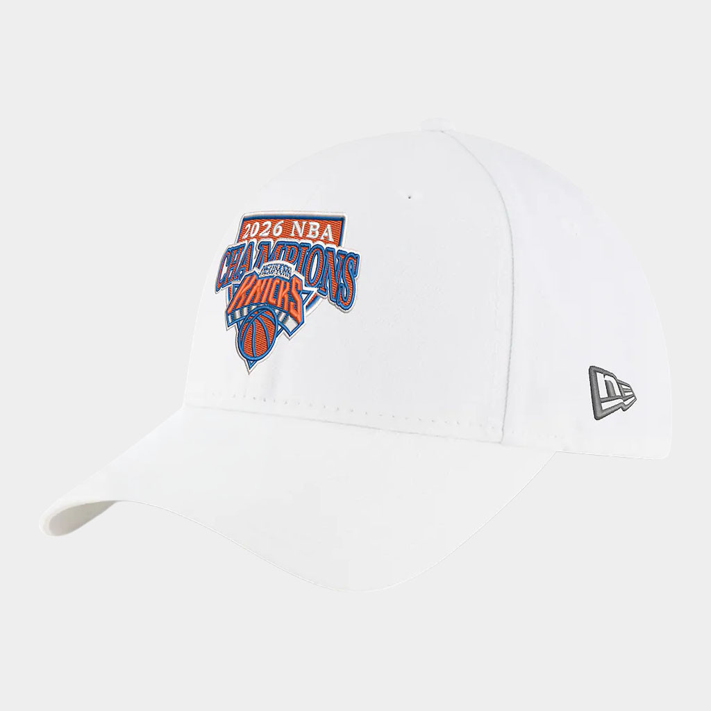 NY Knicks Champions Merch 2026 New York Knicks Finals Champions Embroidered Hat Fan Merch White