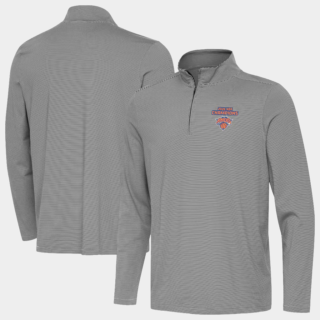 NY Knicks Champions Merch 2026 New York Knicks Finals Champions Twine Quarter-Zip Shirt Mens