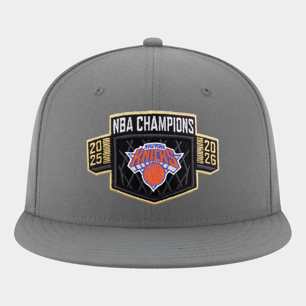 NY Knicks Champions Merch New York Knicks 2026 Finals Champions Locker Room Snapback Hat Gray