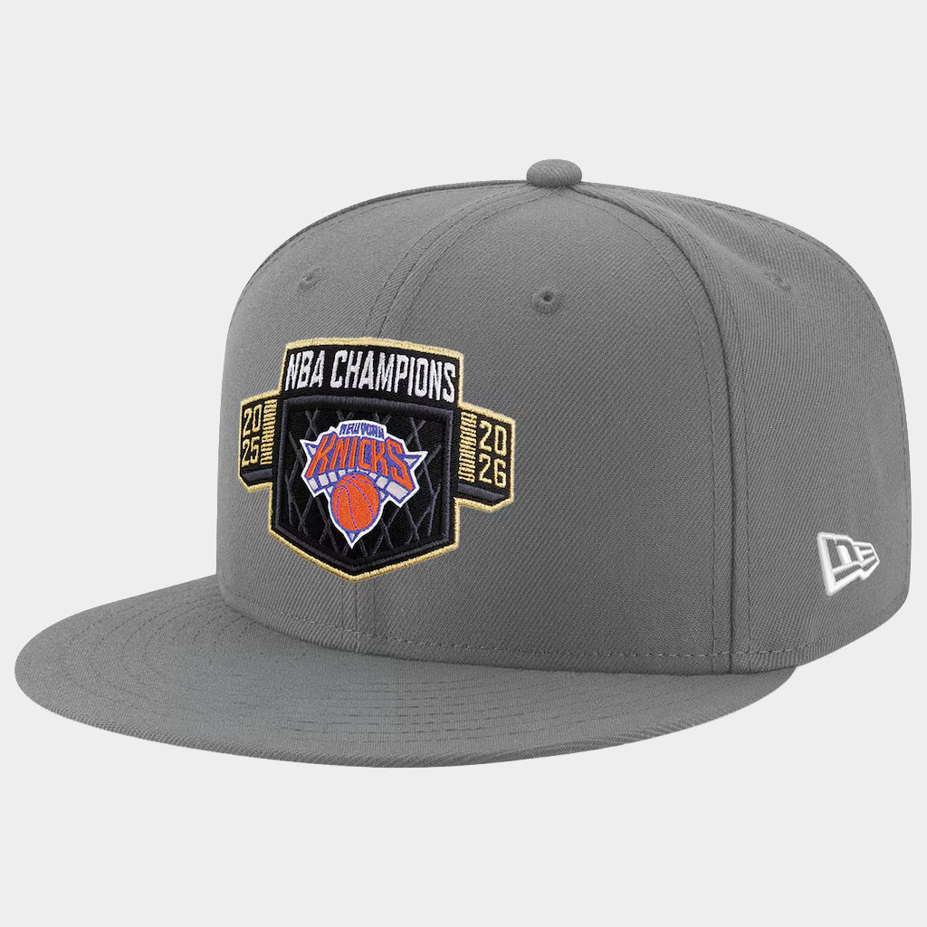 NY Knicks Champions Merch New York Knicks 2026 Finals Champions Locker Room Snapback Hat Gray - Image 2