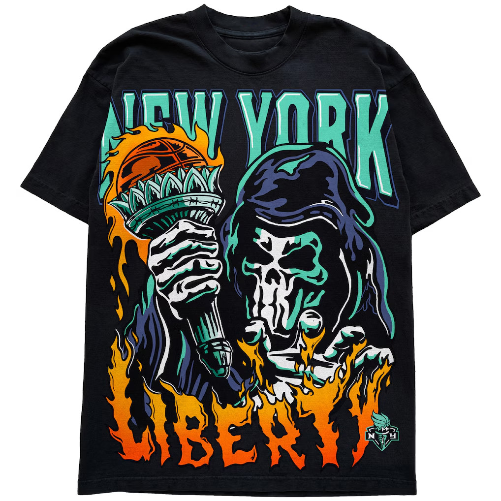NY Liberty Merch Warren Lotas X Fanatics Fest Black New York Liberty Torch T-Shirt Gift For Fan