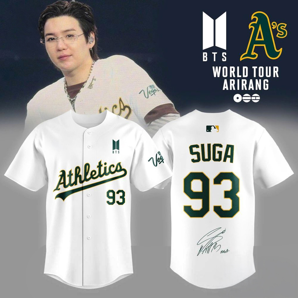 Oakland Athletics X Suga 93 Las Vegas 2026 Jersey BTS World Tour Arirang Merch Gift For Army