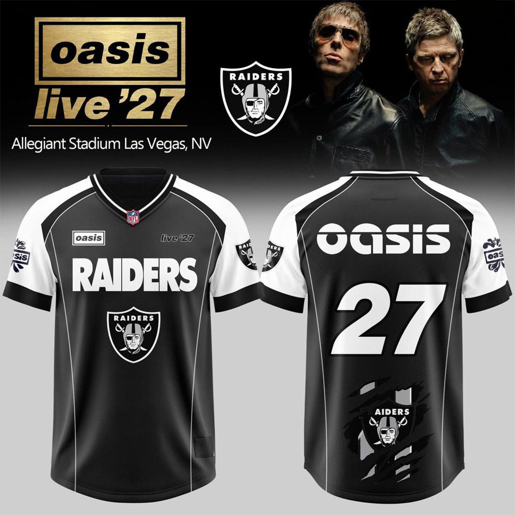 Oasis Live 27 Las Vegas Raiders Allegiant Stadium Football Jersey LV Raiders Merch Fan Gifts