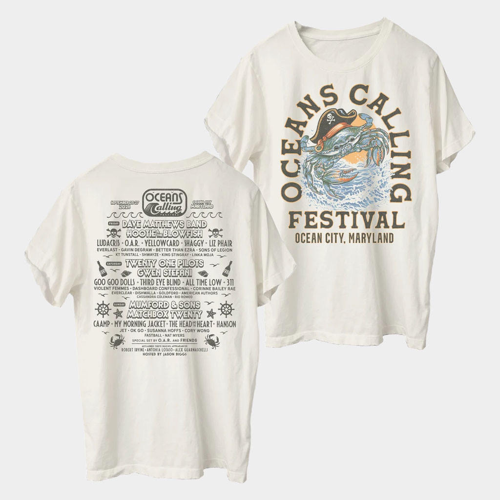 Oceans Calling Festival Merch 2026 Crab Captain Lineup T-Shirt Music Themed Gifts