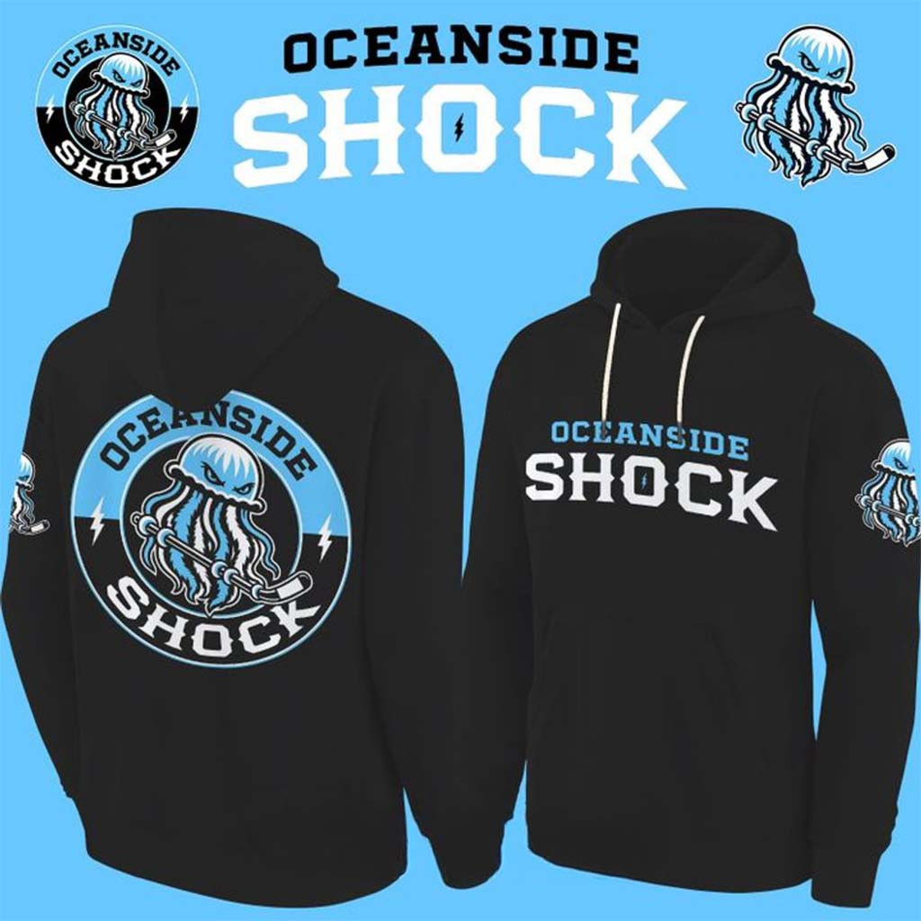 Oceanside Shock 2026 New Black Hoodie Game Day Hoodie Oceanside Shock Merch Hockey Fan Gifts