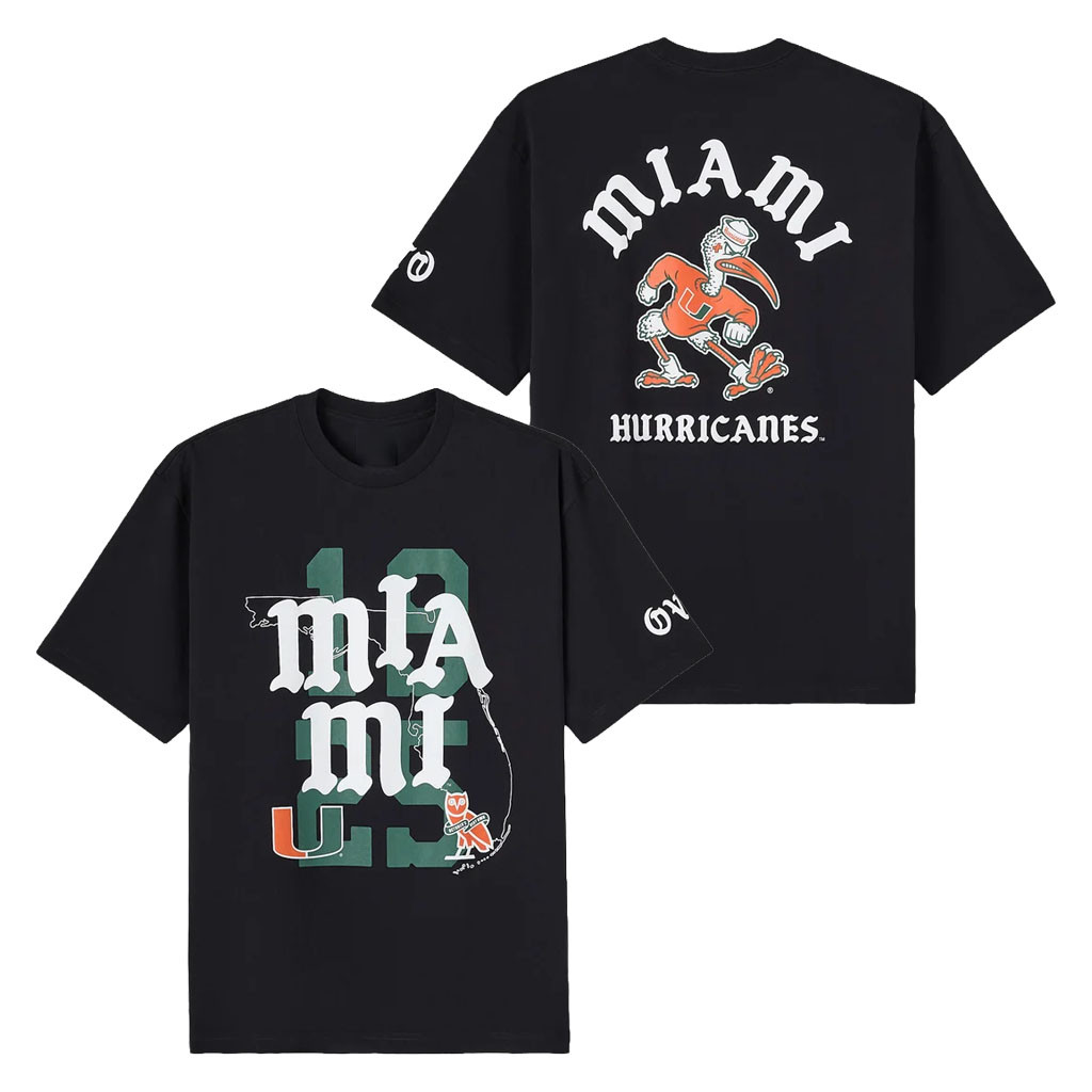 October's Very Own Merch OVO 2026 University Of Miami T-Shirt Black Hurricanes Merch Fan Gear