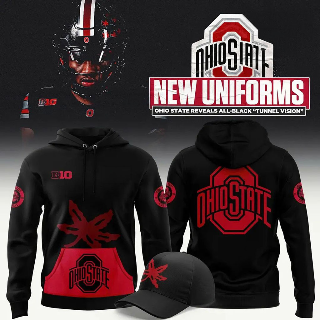 Ohio State Buckeyes All Black Tunnel Vision Hoodie 2026 Buckeyes Merch Gift For Football Lovers