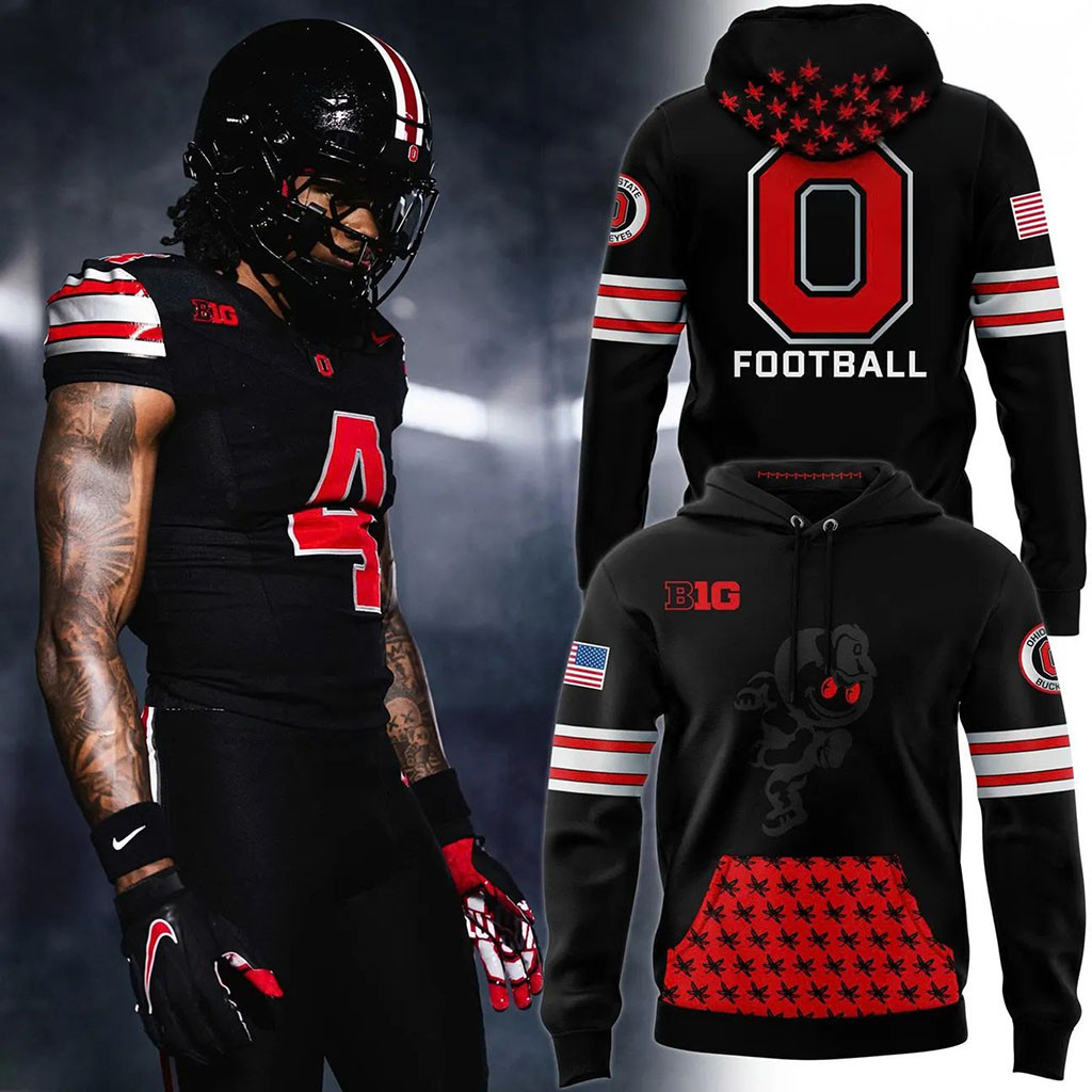 Ohio State Buckeyes Blackout Tunnel Vision Hoodie Buckeyes Merch Best Gifts For Football Fan
