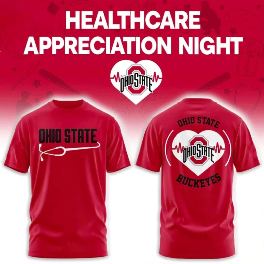 Ohio State Buckeyes Healthcare Appreciation Night Edition Red Logo Shirt Dad Birthday Gifts