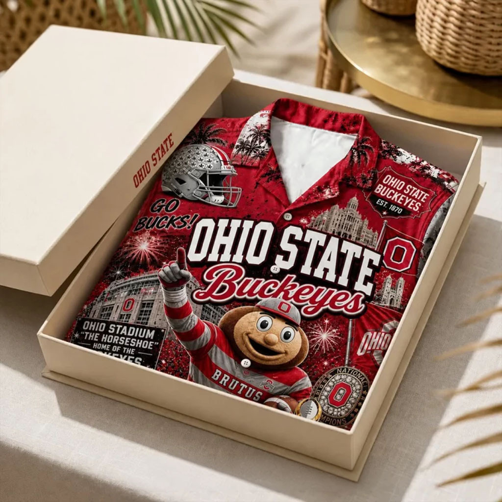 Ohio State Buckeyes Mascot Brutus Hawaiian Shirt Buckeyes Merch Football Fan Gift Ideas