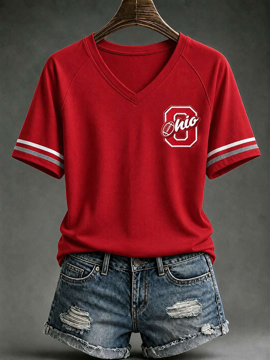 Ohio State Buckeyes Merch Game Day V-Neck T-Shirt College Football Shirt Gifts for Buckeyes Moms
