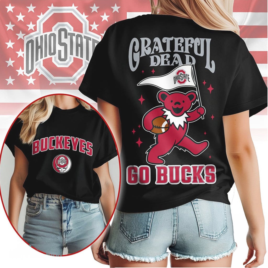 Ohio State Buckeyes Merch Grateful Dead Bear Go Bucks Football T-Shirt Gift For Fan