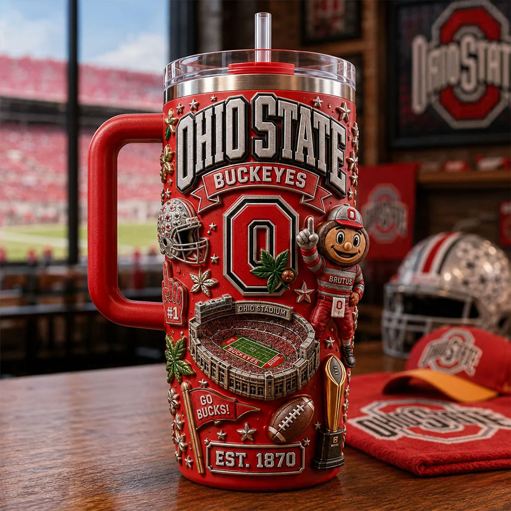 Ohio State Buckeyes Stanley Tumbler Go Bucks Cup Buckeyes Merch Gift For Football Lovers