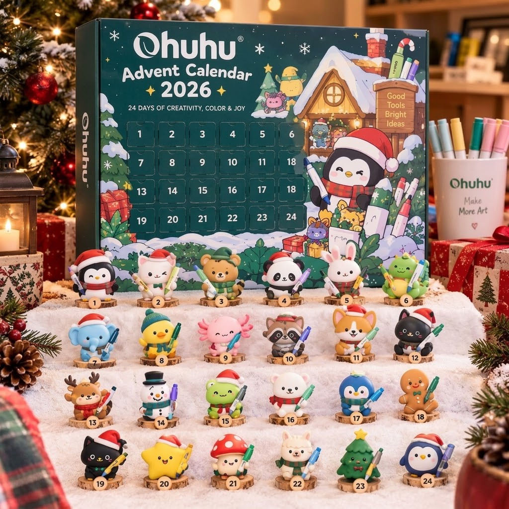 Ohuhu 2026 Advent Calendar 24 Days of Marker Cute Christmas Ornaments Holiday Home Decor