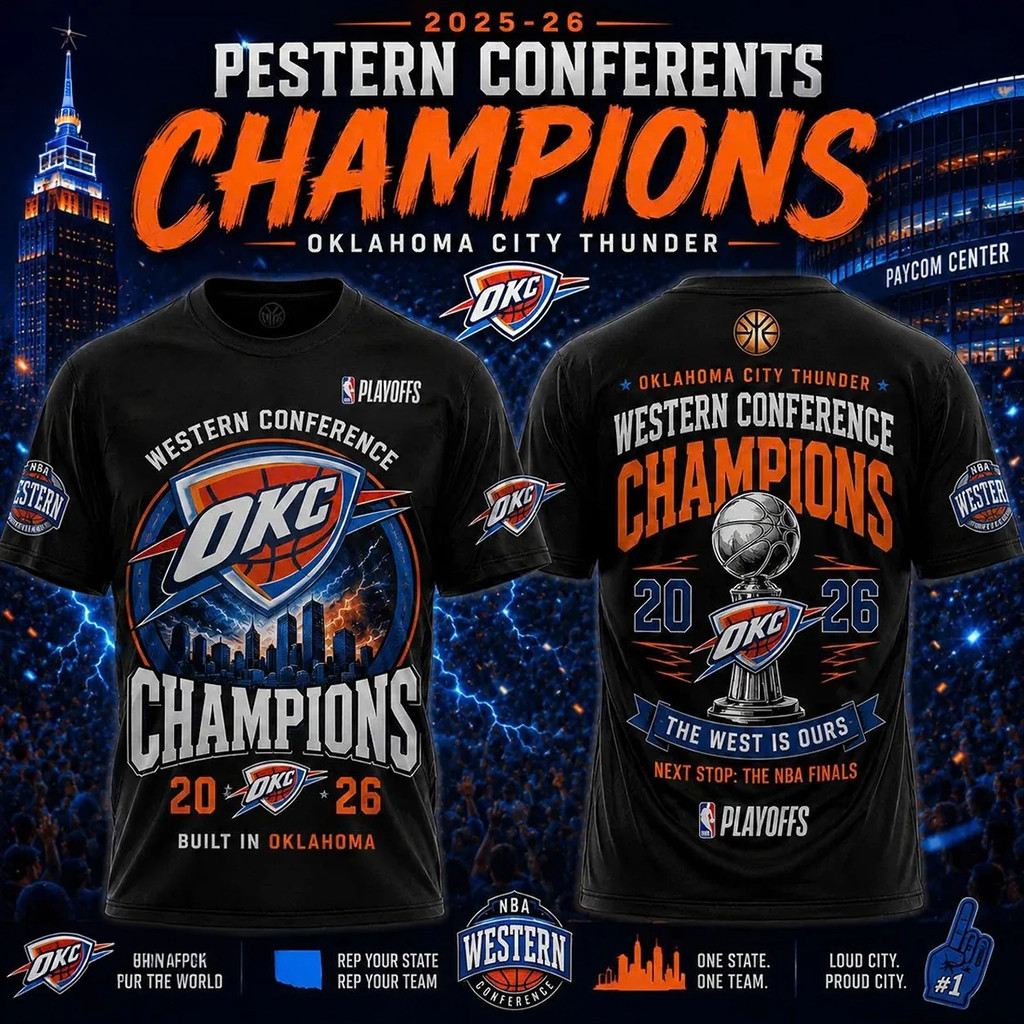 Oklahoma City Thunder 2026 Western Conference Champions T-Shirt OKC Merch Basketball Fan Gifts