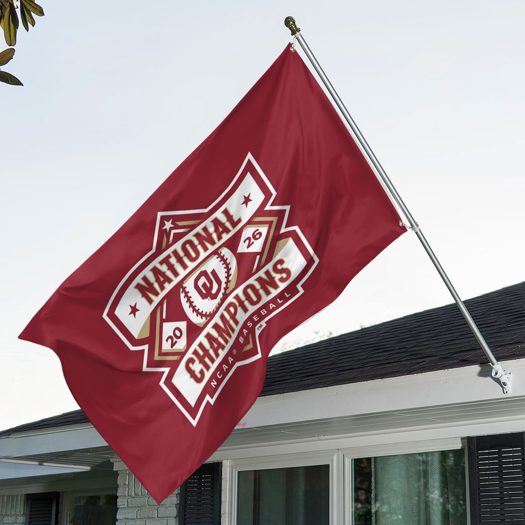 Oklahoma Sooners 2026 Baseball Men’s College World Series Champions Flag Sooners Merch Decor