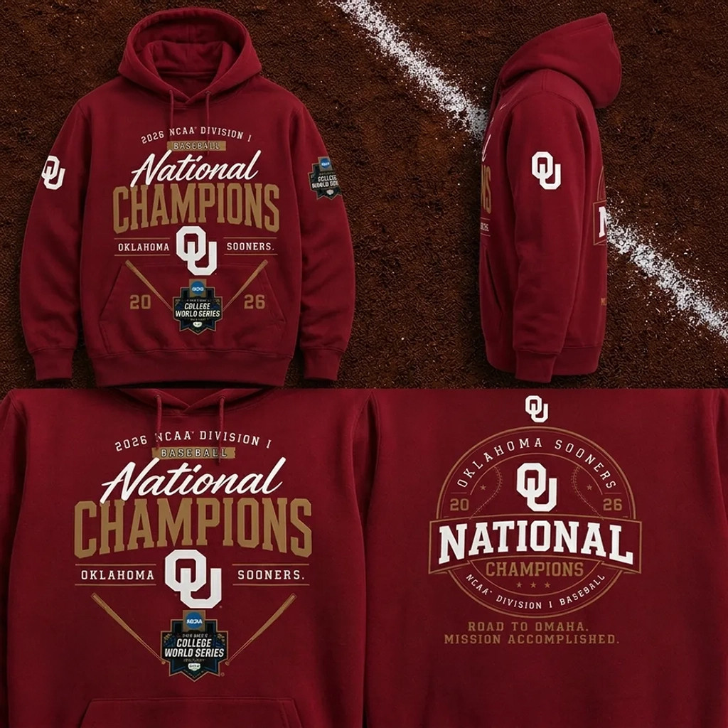 Oklahoma Sooners 2026 Baseball National Champions Hoodie Oklahoma Sooners Merch Fan Gift Ideas