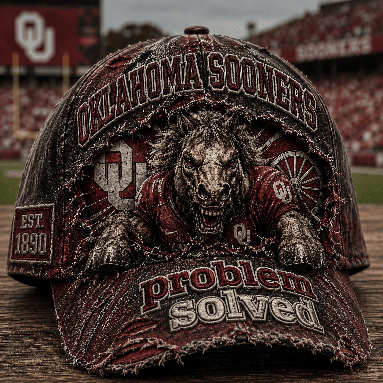 Oklahoma Sooners Merch 2026 Problem Solved Hat Game Day Hat Football Fan Gifts For Men