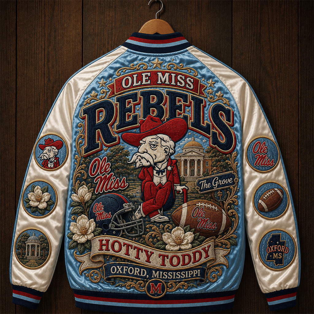 Ole Miss Rebels Hotty Toddy Varsity Jacket Rebels Merch Game Day Gifts For Football Fan
