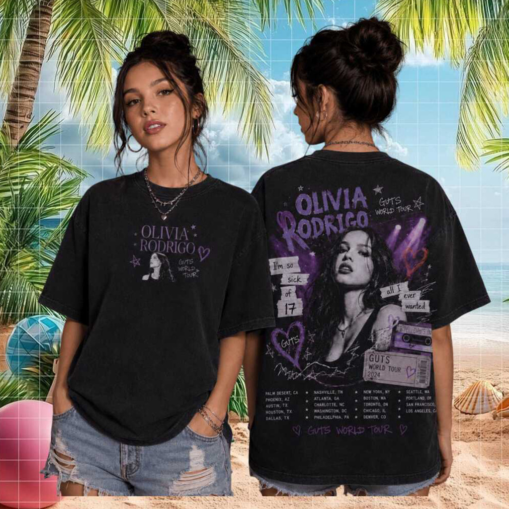 Olivia Rodrigo Guts World Tour 2026 Pop Music T-Shirt Olivia Rodrigo Merch Present Ideas