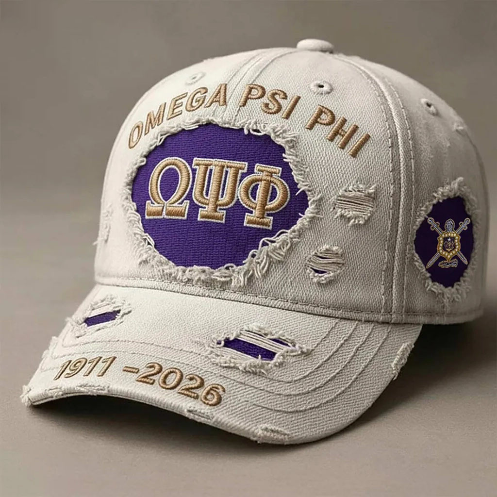 Omega Psi Phi 1911-2026 Distressed Baseball Cap Omega Psi Phi Merch Gifts For Boyfriend