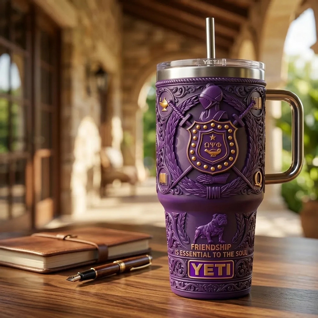 Omega Psi Phi 1911 Fraternity Purple Gold Tumbler Omega Psi Phi Merch Top Father's Day Gifts